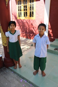 Phoo Myint Mo and Chit Loon Oo, two students at Thiri Mingalar Monastic School in Pyi Thar Township near Yangon.